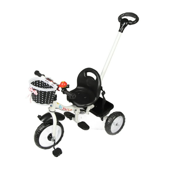 Bike Children Tricycle Balance Trike Folding Pedals Adjustable Push Handle Direction Control Toddler Bike