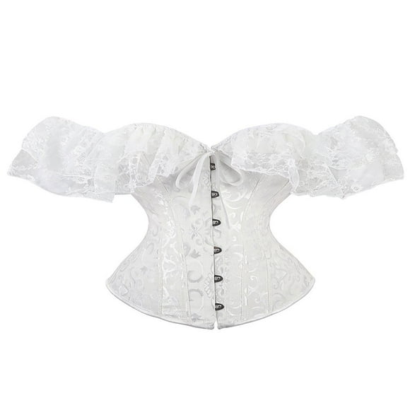 Women Off Shoulder Strapless Lace-up Buckle Bustier Corse Tank Crop Top