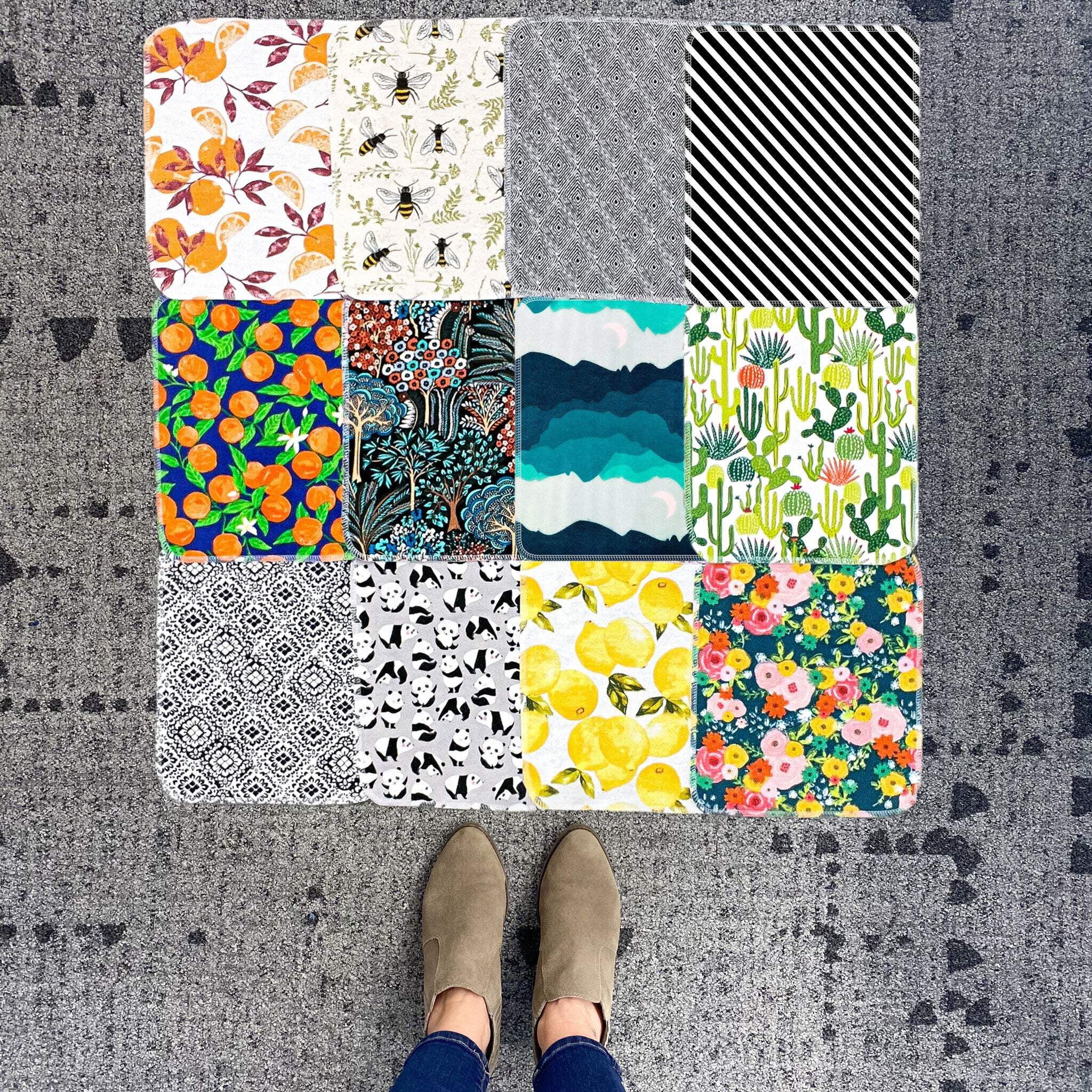 Marley's Monsters UNpaper® Towels: Marley's Favorites! - 12 Count Roll of Reusable Paper Towels - Cotton Flannel