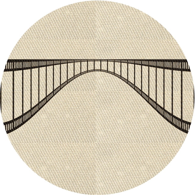 Ahgly Company Tapis d'Intérieur Lavable en Machine, Mocassin Rond Beige Transitionnel, 4 Pieds Rond