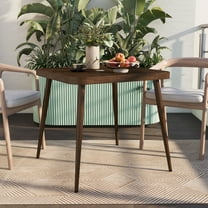 Darver Aluminum Patio Dining Table with Umbrella Hole, Walnut