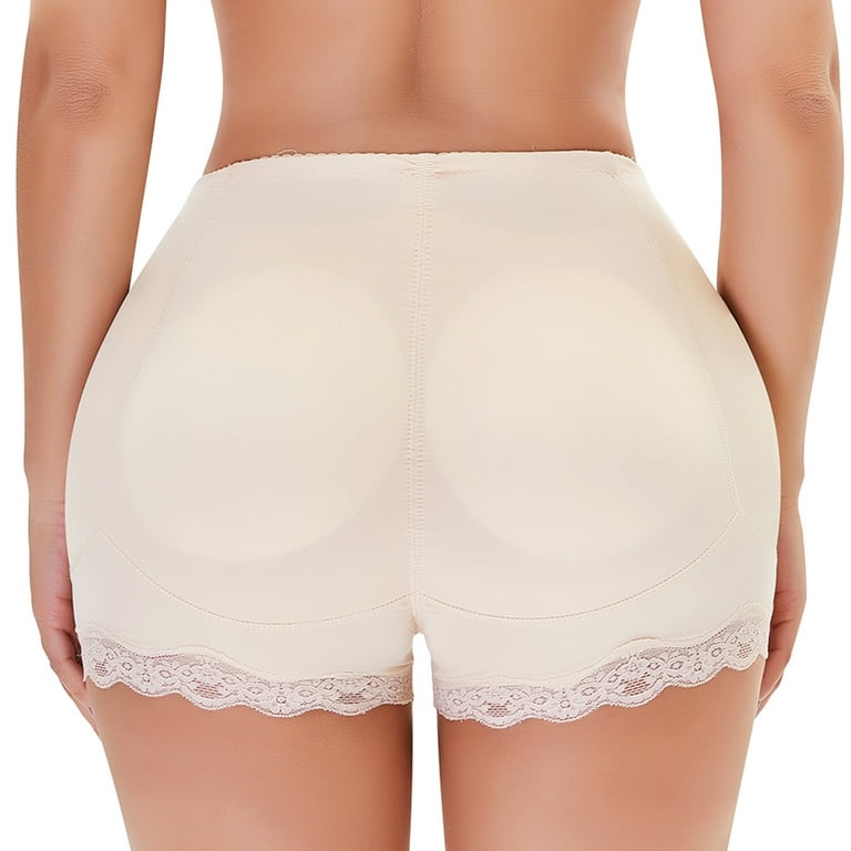 Homgro Women's Plus Size Removable Butt Pads Lace Booty Lifting Hip Dip  Shapewear Shorts Thigh Butt Lifter Hip Enhancer Underwear Nude X-Large 