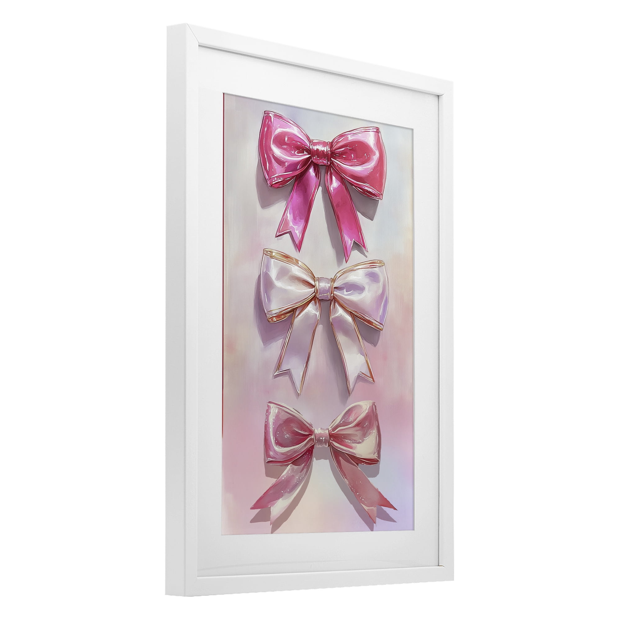 Stupell Industries Blush And Satin Bows White Framed Print Under Glass, design by Annabelle Hall
