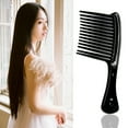 thumbnail image 5 of Large Wide Tooth Comb Handle Detangling Reduce Hair Loss Brush Tool (Black), 5 of 8