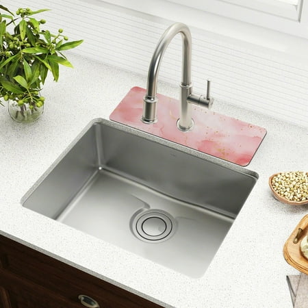 

2 Pack Abstract Pink Gold Watercolor Faucet Mat for Kitchen Sink 15 Sink Splash Guard Mat Super Absorbent Fast Drying Drain Pad