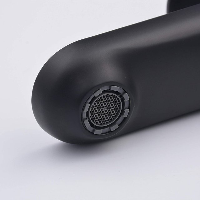 Grifo de baño, grifo de lavabo alto negro, grifo mezclador con cartucho de cerámica Ormromra XDJZ-90-4