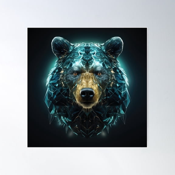 Hologram Bear Wall Art Poster Wall Art, Modern Wall Decor For Living Room Bedroom, 30x30 UNFRAMED