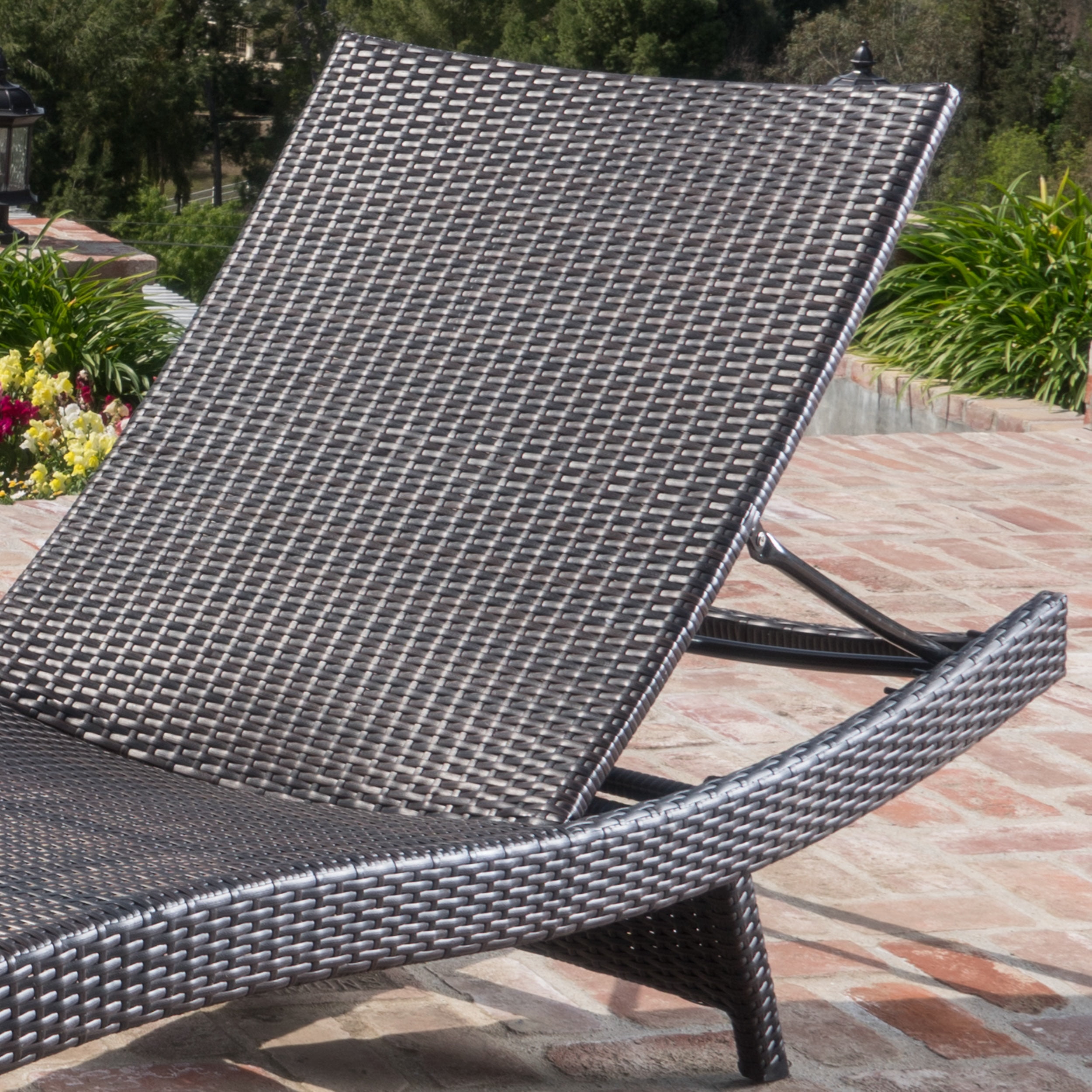 Anthony 3 Piece Outdoor Wicker Lounge with Cushions and Coffee Table, Multibrown, Green and White Stripe