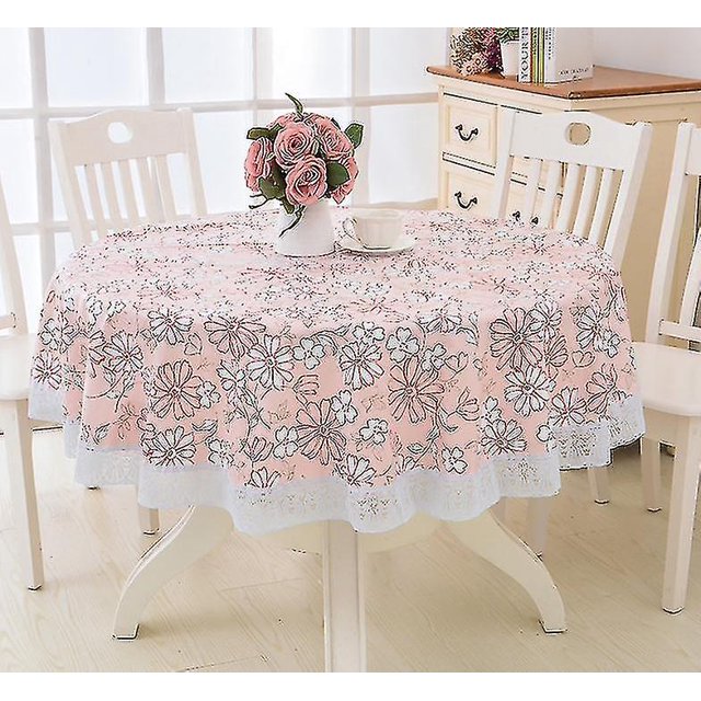 Round Vinyl Lace Tablecloth Waterproof Pvc Plastic Tablecloth-week