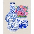 thumbnail image 2 of Wang, Melissa 12x14 Gold Ornate Wood Framed with Double Matting Museum Art Print Titled - Delft Blue Vases II, 2 of 4