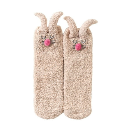 

JeashCHAT Women s Causal Solid Winter Warm Leg Warmers Coral fleece Crochet Socks Bulk Christmas Socks Men