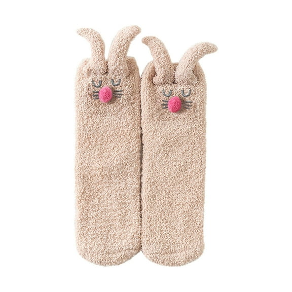 JeashCHAT Women's Causal Solid Winter Warm Leg Warmers Coral fleece Crochet Socks Bulk Christmas Socks Men