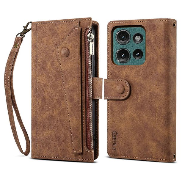 ESEBLE Star Series For Motorola Moto G75 5G Case Zipper Wallet Leather Stand Phone Cover - Black