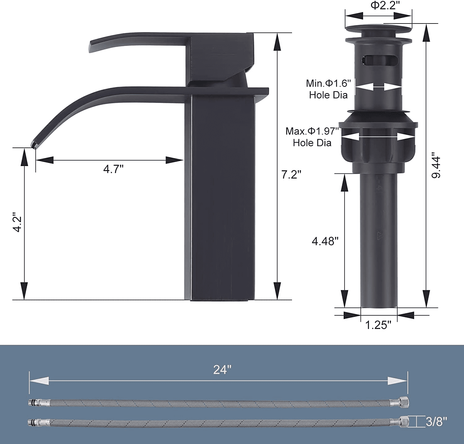 WOWOW Oil Rubbed Bronze Bathroom Faucet Waterfall Spout Faucet for Bathroom Sink Single Handle Mixer Tap