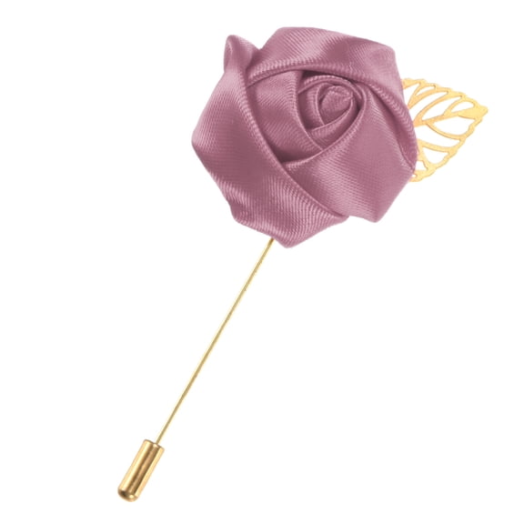 Uxcell 1-Pack Flower Lapel Pins for Men, Golden Leaf Rose Boutonnieres Pin Groom Boutonnieres for Wedding/Dance/Party[Bean Paste Red]