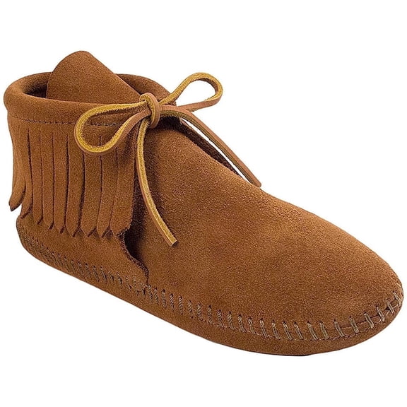Minnetonka Women's Classic Fringe Boot,Soft Leather Sole Brown,5 M US