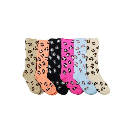Colorful 6-Pack Leopard Print Knee High Fuzzy Socks - Walmart.com