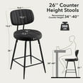 thumbnail image 3 of Furniliving 26" Modern Bar Stools Set of 2, Upholstered Swivel Counter Height Barstools with Back and Footrest, Adjustable Faux leather Barstool for Kitchen Island,Dining Room.Black, 3 of 10