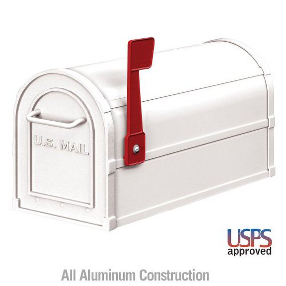 Salsbury 4800 Series Heavy Duty Rural Mailbox, White, Aluminum