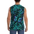 thumbnail image 4 of Fotbe Men's Blue Floral with Butterflies Print Men's Sleeveless Muscle Tank Tops Casual T-Shirts for Gym Workout Beach-XX-Large, 4 of 8