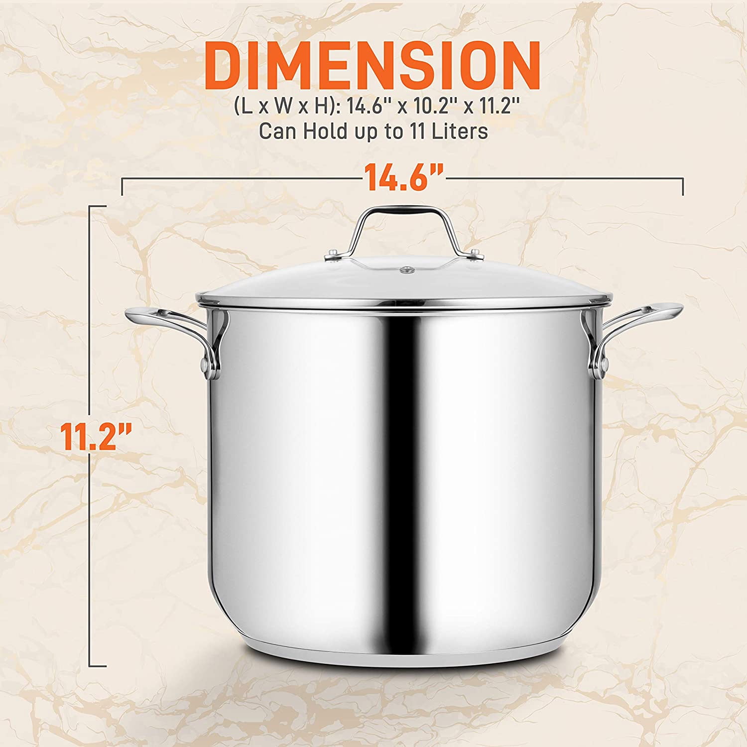 Stockpot – 2 Quart – Brushed Stainless Steel – Heavy Duty Induction Pot with Lid and Riveted Handles – for Soup, Seafood, Stock, Canning and for