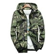 thumbnail image 1 of Capreze Camouflage Bomber Jacket Full Zip Outwear for Men Water Resistant Hooded Coat Fall Windbreaker Rain Jackets ArmyGreen 3XL, 1 of 2