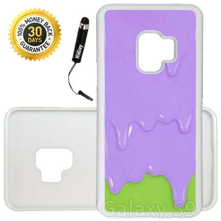 Custom Galaxy S9 Case (Purple Green Melting ice Cream) Edge-to-Edge Rubber White Cover Ultra Slim | Lightweight | Includes Stylus Pen by (Best Way To Keep Dry Ice From Melting)