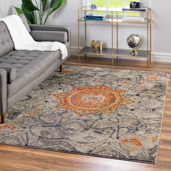 Unique Loom Vita Collection Area Rug - Klimt (10' 6" x 16' 5" Rectangle Gray/Black)