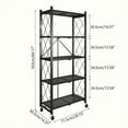 thumbnail image 4 of 3/4/5-Tier  Metal Storage Rack with Wheels - Foldable Space-Saving Shelves, Classic Design for Home Office Garage Organization, Versatile Floor-Standing Rack for Magazines, Books & Accessories, 4 of 11