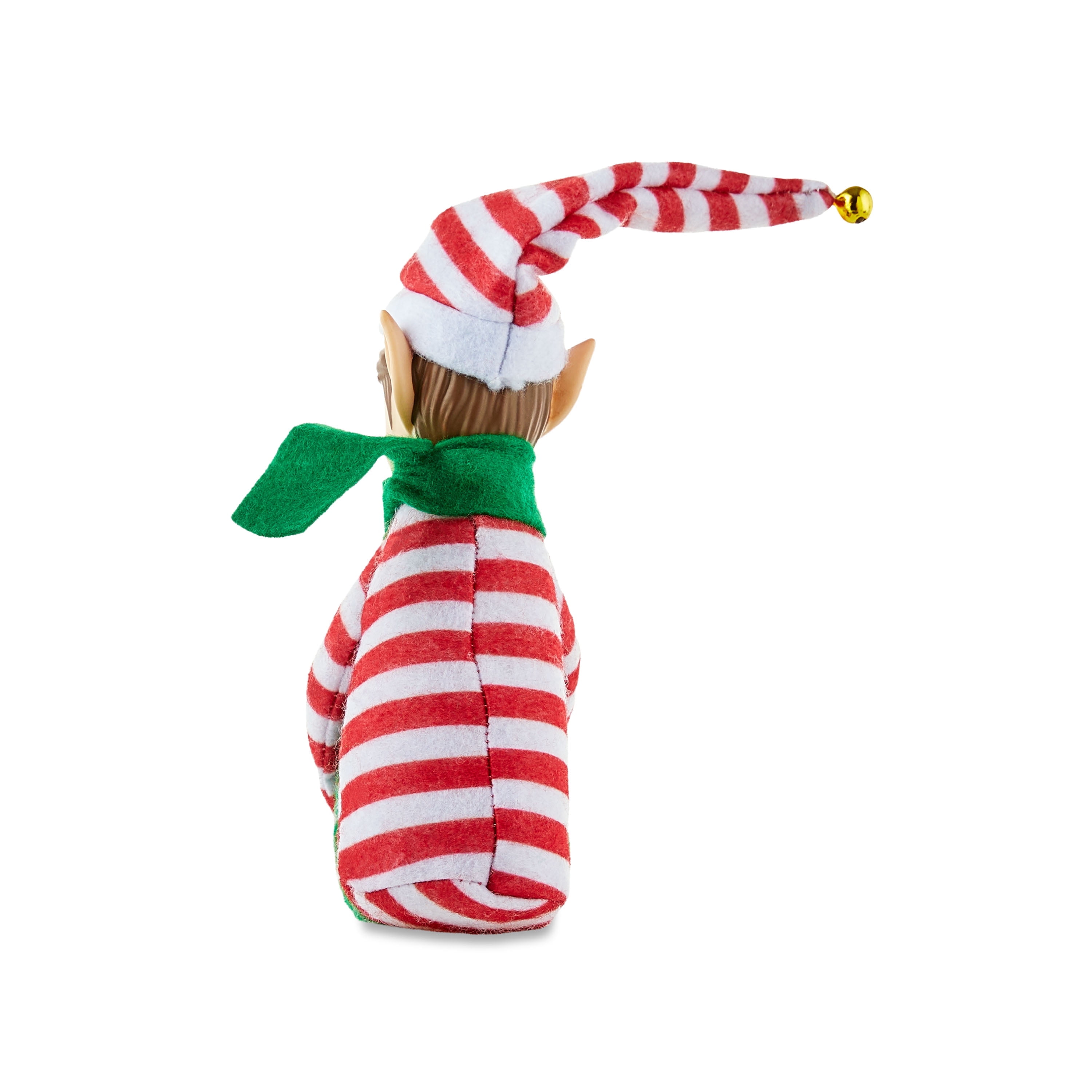 Mr. Christmas Elfe décoratif de 6,5 pouces avec chapeau à rayures rouges Mr. Christmas Elfe aux genoux avec un chapeau rayé rouge