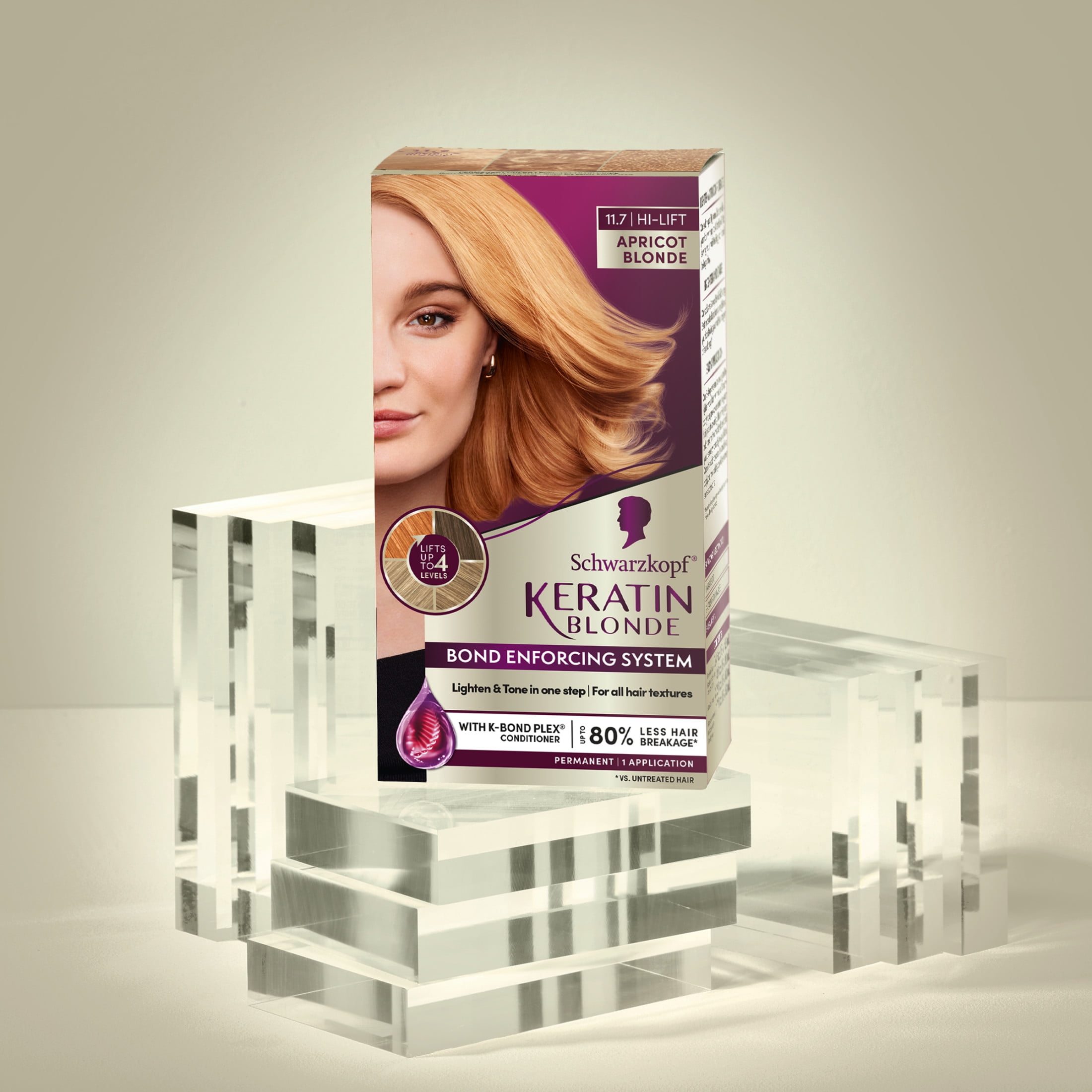 Schwarzkopf Keratin Blonde Hair Dye Apricot Blonde 11.7, Hi-Lift Permanent Color, 1 Use