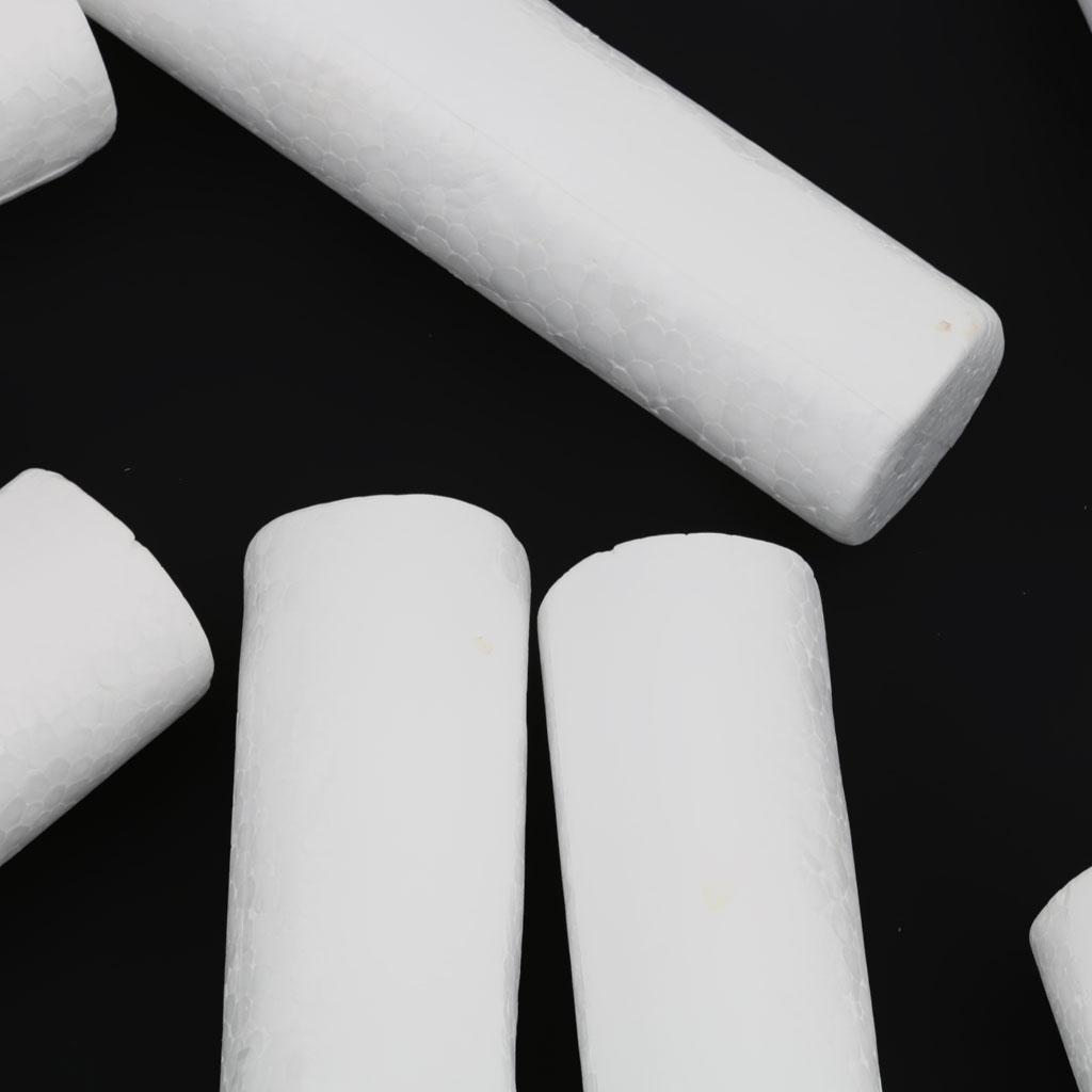 10x White Modelling Crafts Polystyrene Foam Cylinder Pillar, 120mm