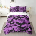 thumbnail image 2 of Erosebridal Spooky Bats Bed in a Bag King Size,Geometry Hexagon Bed Set,Purple Black Bedding King Size For Kids,Breathable Room Decor Reversible,7 Pieces, 2 of 7