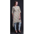 thumbnail image 2 of Bimba Kurti Asymétrique à Imprimé Floral Feuilles Bleues et Pivoines pour Femmes Robe d'Été Indienne Tunique XSmall, 2 of 6