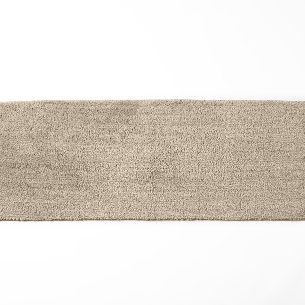 Microfiber Plush Bath Runner 54" Mat with Nonskid Backing Almond
