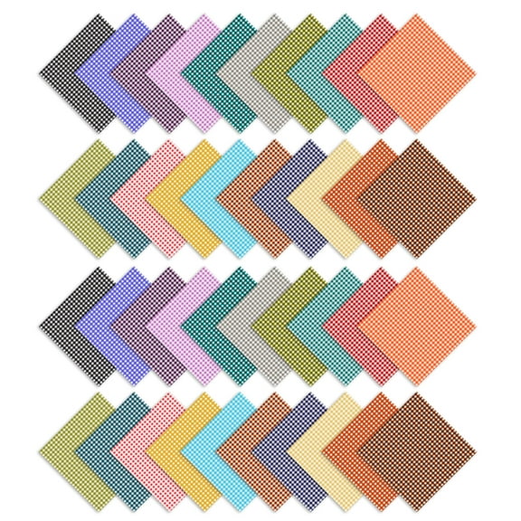 Soimoi Precut 10-inch Gingham Prints Cotton Fabric Bundle Quilting Squares Charm Pack DIY Patchwork Sewing Craft