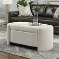thumbnail image 2 of Maklaine Upholstered Ivory White Bench Oval Storage 43.5"x10"x19" Assembled, 2 of 18