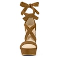 thumbnail image 2 of Sandalias De Tacones De Plataforma con Cordones para Mujer Allegra K Marrón 38, 2 of 6