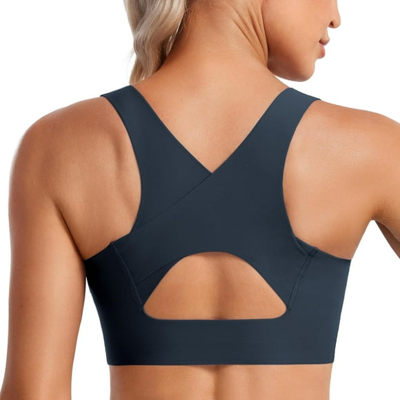 TEMOGU-Womens Flex Sculpt Racerback Sports Bra - U Neck Medium Impact Padded Wireless Workout Gym Crop Top