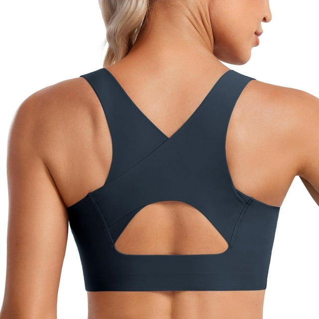 TEMOGU-Womens Flex Sculpt Racerback Sports Bra - U Neck Medium Impact Padded Wireless Workout Gym Crop Top