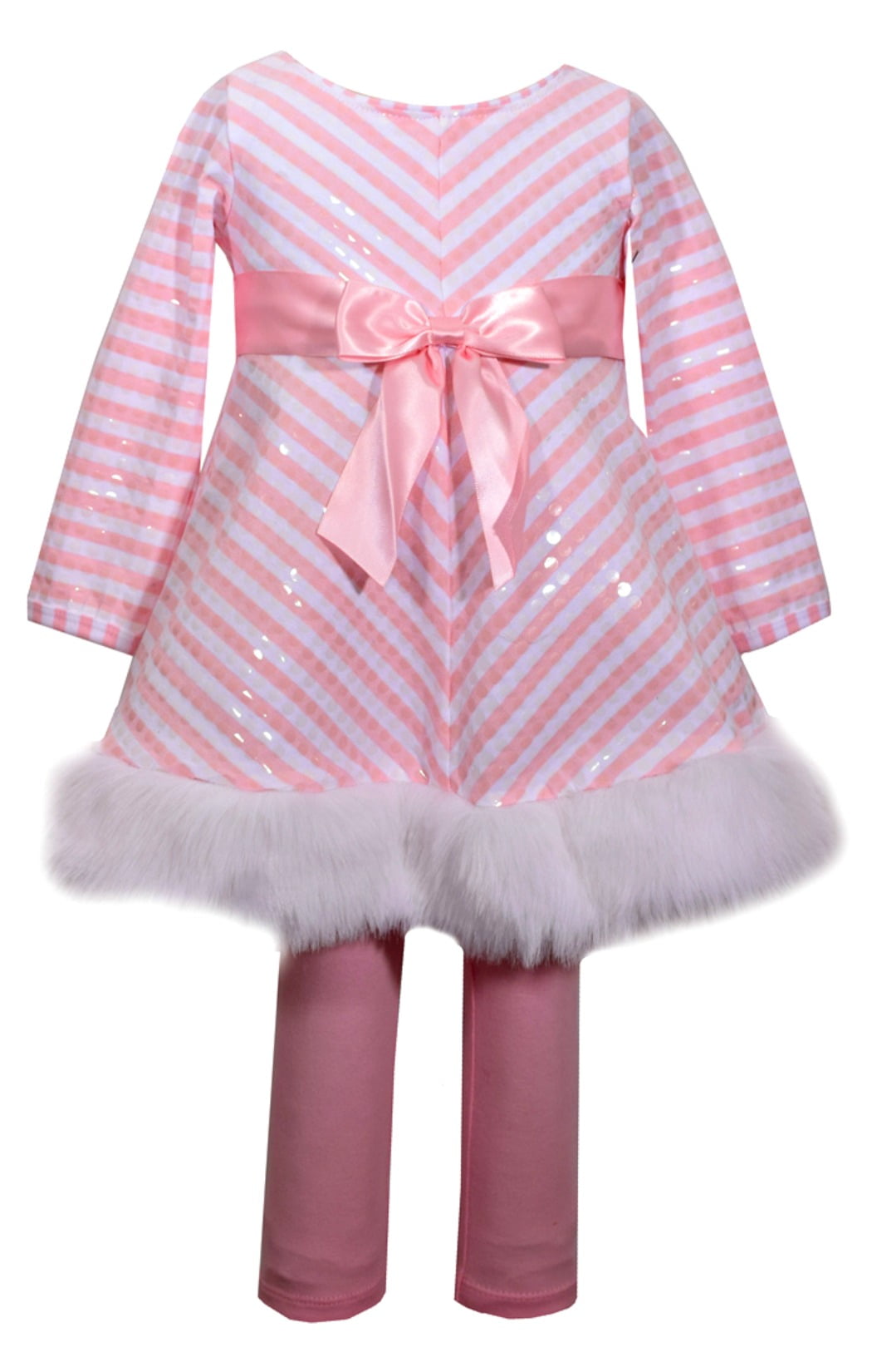 Bonnie Jean Girls Miltered Stripe Santa Holiday Legging Set