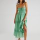 thumbnail image 1 of Vestido Largo Con Tirantes Vestido ajustado para mujer Cuello cuadrado Sin mangas Color sólido Sin espalda Traje de vacaciones Cgtredaw Verde M-Personalizado para Mujer, 1 of 1