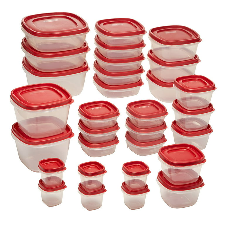 Rubbermaid 60-Piece Food Storage Containers with Lids, Salad Dressing and  Condiment Containers, and Steam Vents, Microwave and Dishwasher Safe, Red