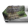 thumbnail image 3 of Rustic Soft Flannel Fleece Blanket, Unique Castle Traditional Middle Age Heritage Fairy Doorway Aged Entrance Picture, Cozy Plush for Indoor and Outdoor Use, 50" x 60", Brown Green, by Ambesonne, 3 of 6