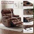 thumbnail image 6 of Felizpace Oversized Power Lift Recliner Chairs for Elderly with Heat and Massage, Dual Motor Infinite Position Recliner, Headrest Adjustment & Hidden Storage, Breathable Leather, Saddle Brown, 6 of 9