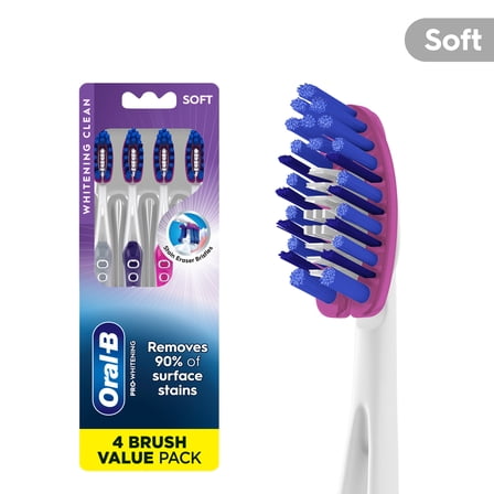 Oral-B Pro Whitening Toothbrushes, Soft, 4 Count