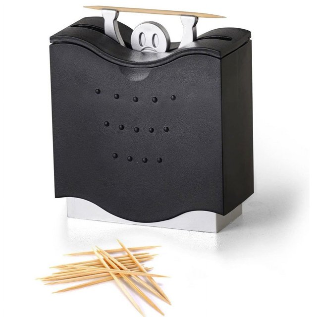 Porta palillos divertido - Lindo dispensador de palillos de dientes ABS Porta palillos divertido Porta palillos de dientes de plástico decorativo (Una pieza negra)