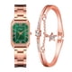 thumbnail image 1 of Relojes de pulsera para mujer, de moda, de cristal dorado, de acero inoxidable, analógico, de cuarzo, para escritorio, 1 of 3