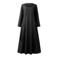thumbnail image 4 of Robes pour Femmes Mode Manches Longues Couleur Unie Coton Lin Col Rond avec Poches Robe de Maternité pour Séance Photo en Liquidation, 4 of 5