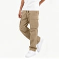 thumbnail image 5 of Efsteb 5-15 Years School Uniform Pants for Boys Cotton Baggy Drawstring Cargo Pant Elastic Waist Straight Leg Joggers Teen Back to School Trousers, Sports Outdoor ,Hiking Pants with Pockets, 5 of 8
